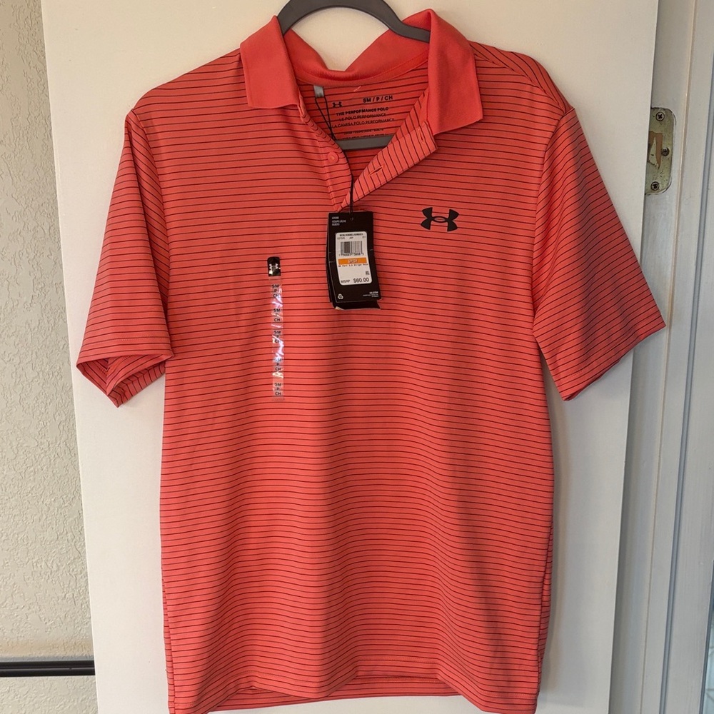 Under Armour Men's Striped Coral Polo
